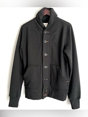 Wies Made Bodega French Terry Shawl Collar Cardigan Size Small Black